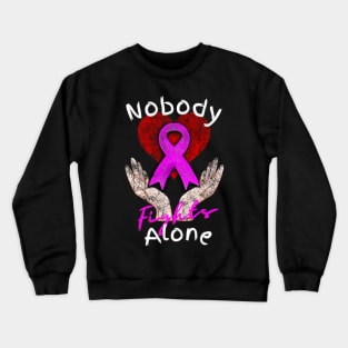 Nobody Fights Alone Breast Cancer Support Crewneck Sweatshirt